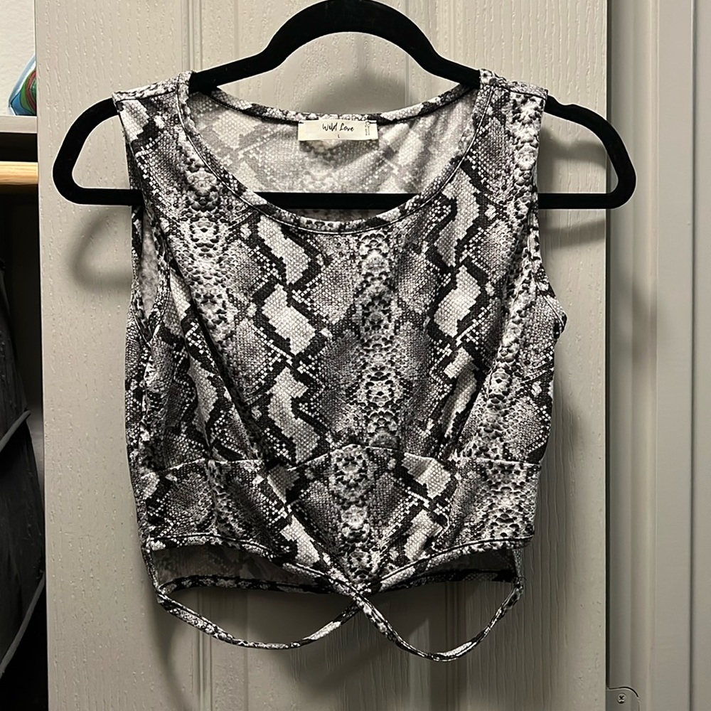 Snake print crop shirt